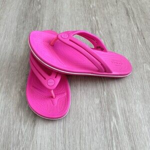 Crocs Iconic Comfort Crocband Flip Flop Women's Size 8 Pink Sandals Thongs